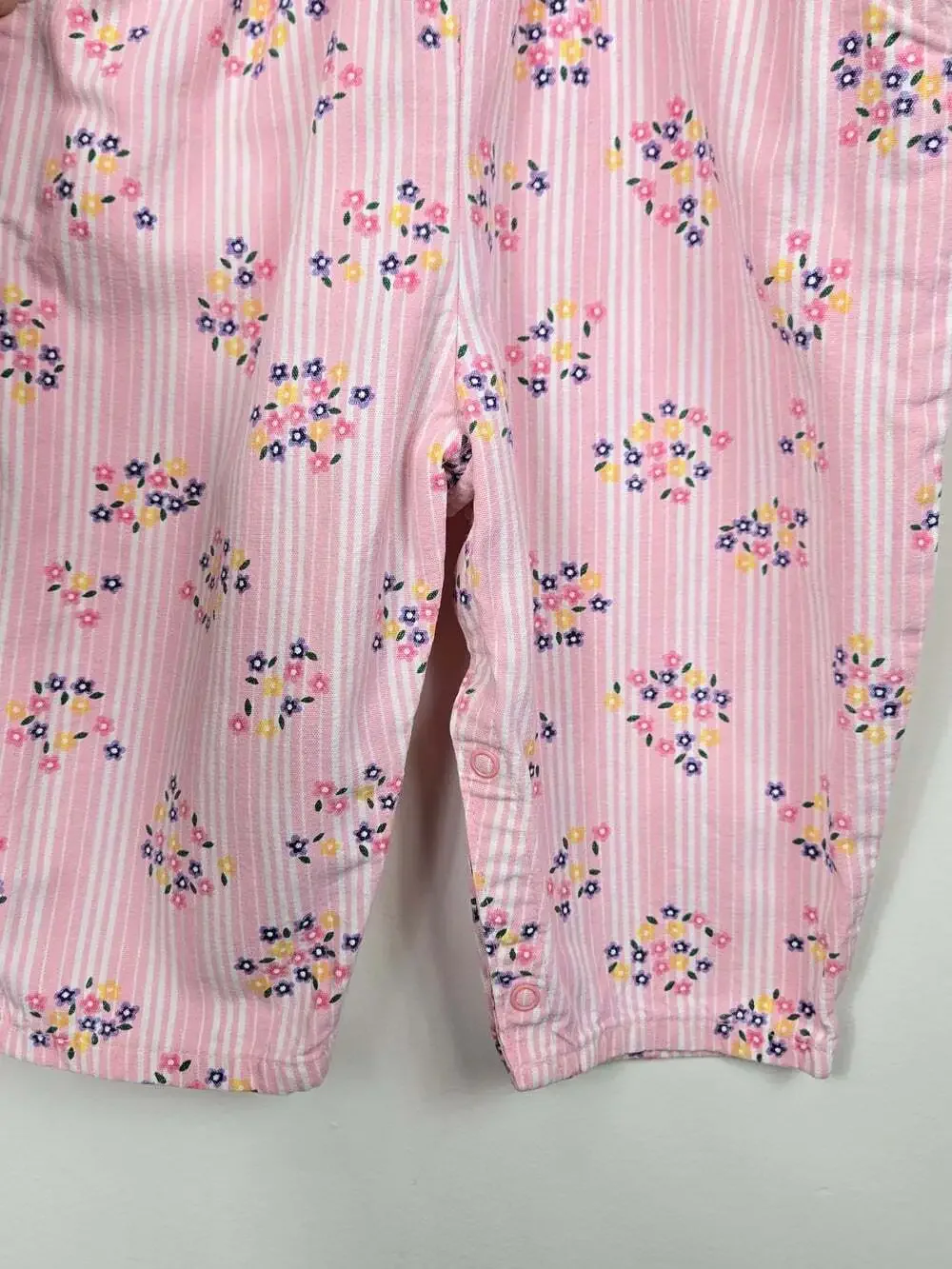 Vintage OshKosh B’Gosh Pink Garden Floral Stripe Overalls 18M 90s Girls